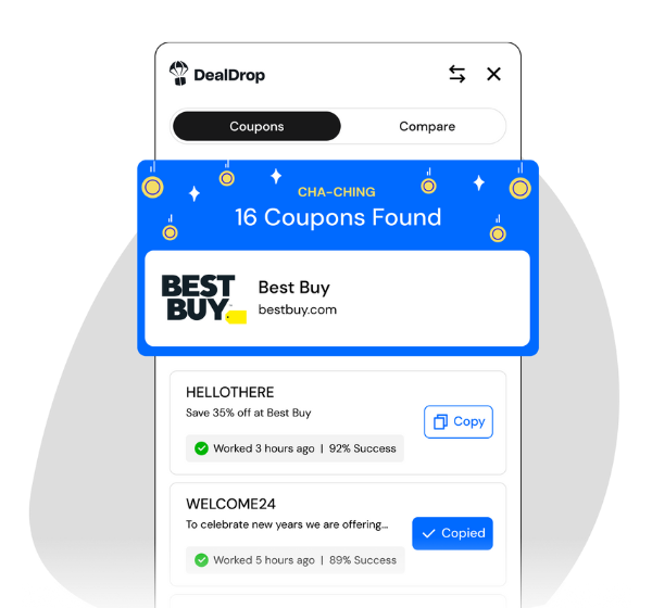 The DealDrop browser extension applying a code at checkout